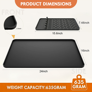 Tapis à café en <span class=keywords><strong>silicone</strong></span> - Tapis antidérapant et imperméable pour machine à expresso |   Protecteur de comptoir anti-déversement pour bar à café et cuisine - Product Image 6