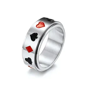 Titanium Stainless Steel Spinner Rings Moon And Star Fidget Ring Stress Relieving Anxiety Rings