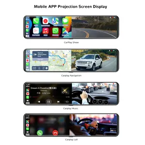 אוניברסלי 3 דרכים 12 אינץ לוח מחוונים רכב DVR אלחוטי נייד Carplay מסך תמיכה יישומי טלפון מצלמה עבור בתוך רכב