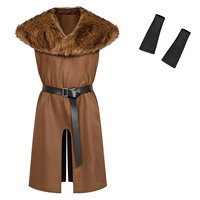 Costume de chevalier médiéval Renaissance pour homme, écharpe en fausse fourrure pour cosplay, vêtements de cosplay d'Halloween MDEC-076