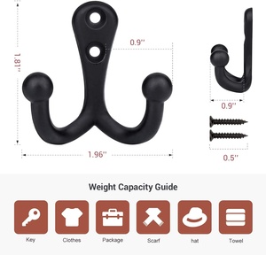 ตะขอแขวนเสื้อโค้ทสีดำติดผนัง,จำนวน10ชิ้น - Product Image 2