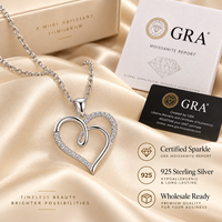 Bijoux de luxe en argent sterling 925, cœur ajouré en spirale, pavé de moissanite de qualité VVS, romantiques et exquis pour femmes, vente en gros