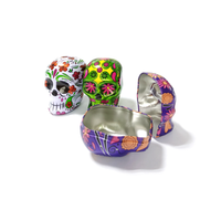 Boîte à bonbons en étain émaillé carrée pliable avec un design de citrouille d'Halloween personnalisé