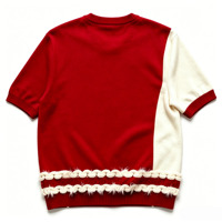 Prix d'usine, pull en tricot vintage personnalisé pour sororité, pull à manches courtes pour homme, broderie rouge et blanche, col rond
