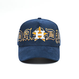 Оптовые спортивные замшевые черные кепки с вышитым логотипом, сатиновой подкладкой, замшевая кепка-бейсболка с <span class=keywords><strong>5</strong></span> панелями - Product Image 1