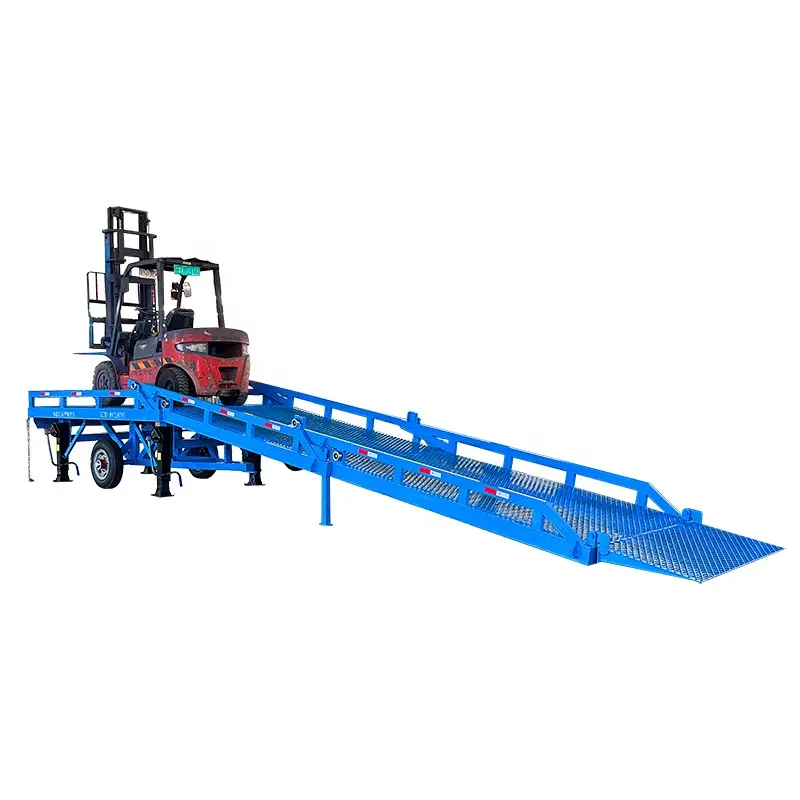 Easy-to-Drag Mobile Yard Ramp Container Loading Dock Leveler Foldable and Divisible into 2 or 3 sections
