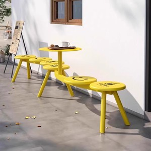 Set Moderno di <span class=keywords><strong>Panche</strong></span> <span class=keywords><strong>e</strong></span> Tavolo da Esterno in Metallo con Struttura in Ferro per Cortili <span class=keywords><strong>e</strong></span> Ingressi di Ristoranti - Product Image 5