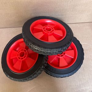ล้อแป้งกาว 7 นิ้ว สีแดง ยางตัน สำหรับรถเข็นมือ รถเข็นเครื่องมือ - Product Image 1