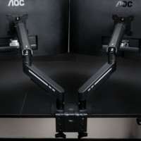 Supporto da scrivania meccanico a molla per due monitor, regolabile, per monitor fino a 32 pollici, braccio doppio per monitor