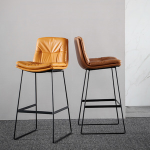 Modern Factory Counter Home <b>Bar</b> Furniture Double Cushion Fabric Corduroy PU <b>Leather</b> <b>Stool</b> Chair for Living Room Hotel Dining - Product Image 5