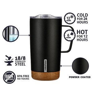 <b>For</b> Fayren 500ml Insulated Stainless Steel Travel <b>Mug</b> Easy Hold Handle and Wood Bottom <b>for</b> <b>Men</b> and Women - Product Image 3