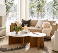 Ensemble de tables basses modernes de luxe durables pour salon, en bois massif et structure en acier, faciles à nettoyer, garantie de 2 ans, pour usage domestique et hôtelier