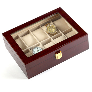 Scatola Regalo per Orologi di Lusso in Legno Laccato Lucido Marrone con Logo Personalizzato e Morbida Fodera in Velluto per Orologi di Prestigio - Product Image 1