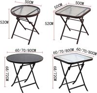 Table basse en verre 60x60cm, bureau pliant carré pour chambre à coucher, salle à manger, maison, patio, jardin