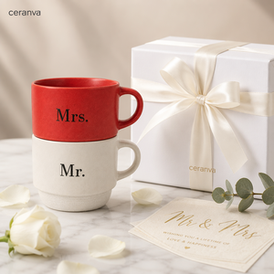 Coffret cadeau de tasse à thé personnalisé de luxe nordique tasses à café en céramique <span class=keywords><strong>Mr</strong></span> <span class=keywords><strong>et</strong></span> Mrs avec cuillère pour les couples accessoire cadeau de la Saint-Valentin - Product Image 3