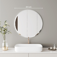 Vente en gros Miroir mural rond biseauté sans cadre pour salle de douche, maquillage, beauté, montage mural suspendu, chambre à coucher