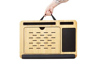 JQ Có Thể Điều Chỉnh Góc Tre Máy Tính Xách Tay Đứng Bảng Sofa Giường Bàn Di Động <span class=keywords><strong>Lap</strong></span> Bàn Gối Với Đệm Mềm Mại Cổ Tay Pad - Product Image 5