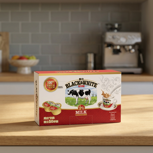 Caja Rígida de Papel Rojo con Relieve, Impresa en Offset, con Asa, para Exhibición Minorista de 50 Vasos de Leche Evaporada Empaquetados Individualmente - Product Image 2