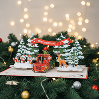 Carte de vœux 3D pop-up en papier, motif maison de Noël, ensemble de cartes d'invitation pour Noël, Nouvel An et fêtes