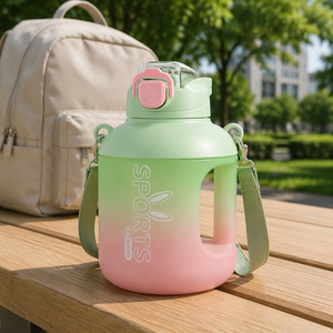 PC Straw <b>Water</b> <b>Bottle</b> Large Capacity with Carry Strap Portable Sports Use - Product Image 5