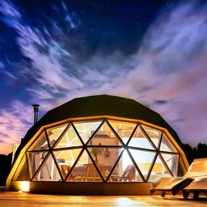 Tente dôme d'hôtel de glamping imperméable et ignifuge station de camping géodésique