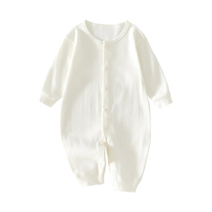 Combinaison en coton tricoté pour bébé, manches longues, unisexe, printemps-été, couche de base, vêtements doux - Product Image 5