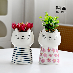 Pot à succulentes en céramique en forme de chat, fournisseur direct pour le marché transfrontalier, vente en gros - Product Image 3