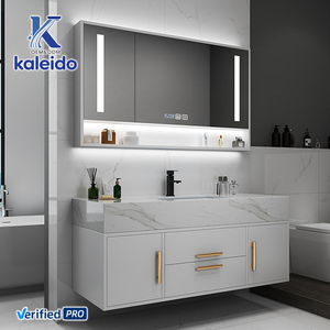 Combinación de lavabo y espejo LED con panel de <span class=keywords><strong>roca</strong></span> de alta calidad, personalizable y moderno, modelo Kaleido OEM 2025, para gabinetes de baño. - Product Image 5