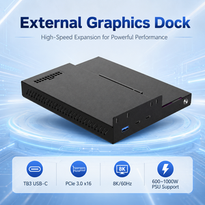 Station d'accueil pour carte graphique Thunderbolt 3 3-en-1, 40 Gbps, vidéo 8K*60Hz, PCIe 3.0 X16, LED RVB, prend en charge les GPU Nvidia/AMD, boîtier en aluminium U - Product Image 2