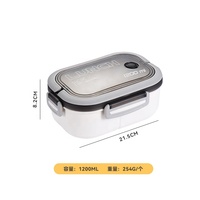 Usine En Gros 1200ml Récipient De Stockage Des Aliments En Plastique Double Couche Bento Boîte Enfants Adulte Tritan Étanche Boîte À Lunch