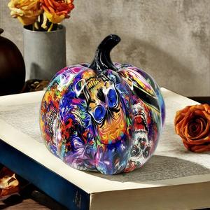 new products are diverse, <b>Halloween</b>, graffiti pumpkin <b>decoration</b>, courtyard garden, <b>outdoor</b> grass scene props ornament - Product Image 4
