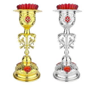 Chiesa ortodossa croce veglia lampada in metallo placcato oro portacandele con tazza di vetro stoppino religioso per <span class=keywords><strong>la</strong></span> casa decorazione della tavola per <span class=keywords><strong>la</strong></span> preghiera - Product Image 1