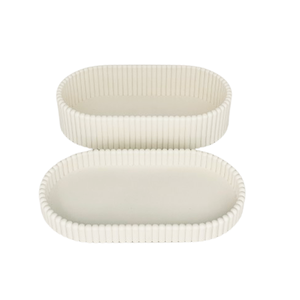 Boîte de rangement empilable haute à rayures verticales, série prix usine, étanche pour salle de bain, design moderne, ensembles de salle de bain - Product Image 1