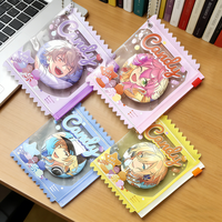 Pochette transparente en PVC avec fermeture éclair pour badges, style anime, porte-cartes photo Kpop, sac de rangement personnalisé pour badges de style japonais avec porte-clés