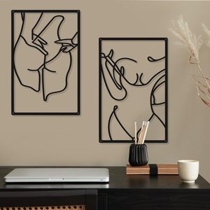 Art mural <span class=keywords><strong>minimaliste</strong></span> abstrait en métal pour <span class=keywords><strong>femme</strong></span>, <span class=keywords><strong>dessin</strong></span> au trait, décoration murale à une ligne, décoration murale à suspendre pour la maison - Product Image 4