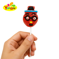 Funny Cartoon Face Shape Soft Lollipop Sugar Coated Gummy Candy
