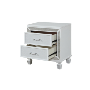 Comodino Moderno a 2 Cassetti in Legno Bianco con Cassetti Portaoggetti, Arredamento per Camera da Letto - Product Image 2