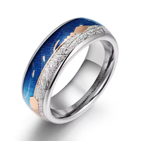 Bague de fiançailles Gentdes Jewelry prête à être expédiée, en bois d'orme de 8 mm, météorite artificielle et tungstène en forme de flèche, pour homme et femme