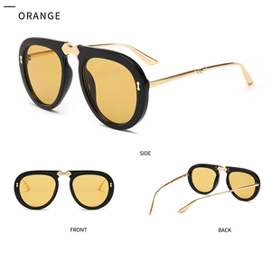 2846 ヴィンテージメタルサングラス 2022 ブランド ラージスクエアフレームシェード ファッションデザイナー レディース オーバーサイズ メンズサングラス - Product Image 2