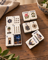 Jeu de Mahjong Américain Marocain Personnalisé 160 Tuiles Acryliques Multicouches Jeu de Société Botanique Céleste avec Jokers NMJL