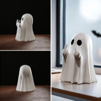 Petite décoration d'Halloween pour la maison, centre de table pour table basse, adorable figurine d'horreur 14+ ans, statue de fantôme mignon avec doigt d'honneur pour intérieur