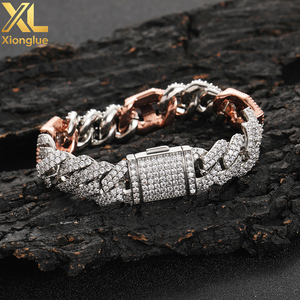 Unisex 15mm Iced Diamond Cuban Link Bracelet PVD Gold Plated Prong Chain New Style Hip Hop Jewelry for <b>Men</b> Women Main Zircon - Product Image 6