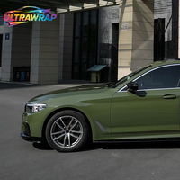 UItrawrap Factory Wholesale PET HD High Glossy Crystal Military Green Car Wrap Vinyl One Full Roll Size 1.52X17M/5X59FT