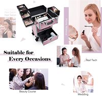 Roulant Maquillage Train Cas Grand Stockage Cosmétique Chariot Tiroir Coulissant Maquillage Voyage Cas avec Clé