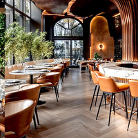 Vente en gros de banquettes en cuir marron demi-cercle pour café, bar, restaurant, meubles, table et chaises allemandes