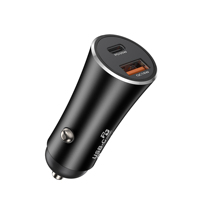 Cargador de Coche USB Metálico Super Mini de 18W, Carga Rápida QC3.0, Adaptador de Coche de Doble Puerto para Vehículos de 12V-24V