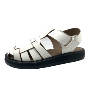 Zapatos romanos de plataforma plana para <span class=keywords><strong>mujer</strong></span>, Sandalia de pescador de cuero genuino con cierre de cinta mágica, <span class=keywords><strong>suela</strong></span> gruesa antideslizante, Gladiador - Product Image 1