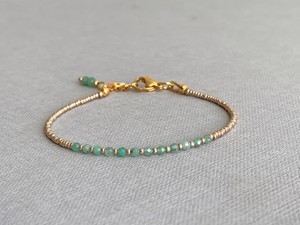 Zooying Adjustable <strong>Emerald</strong> and Seed <strong>Beads</strong> Skinny Gem Birthstone Bracelet for Women - Product Image 5