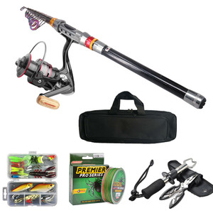 SNEDA Fishing Rod and <strong>Reel</strong> Combo Telescopic Fishing Rod Spinning <strong>Reel</strong> with Free Spool Fishing <strong>Hooks</strong> Lure Line Bag Full Kit - Product Image 1