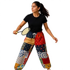 Pantalon de jogging unisexe personnalisé imprimé patchwork en coton, style streetwear décontracté, coupe ample, vente en gros, tendance actuelle - Product Image 1